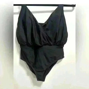 Anthropologie one piece black high cut swimsuit size small beach vacation